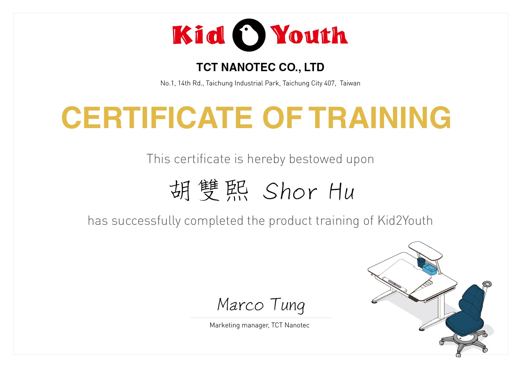 kid2youth, ergonomic chair, training, certificate, Singapore ergonomic furniture, ergonomic desk, height adjustable desk